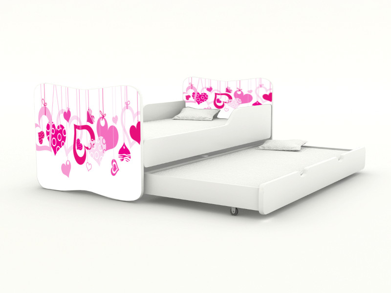 Becks posteľ s výsuvným lôžkom Srdiečka